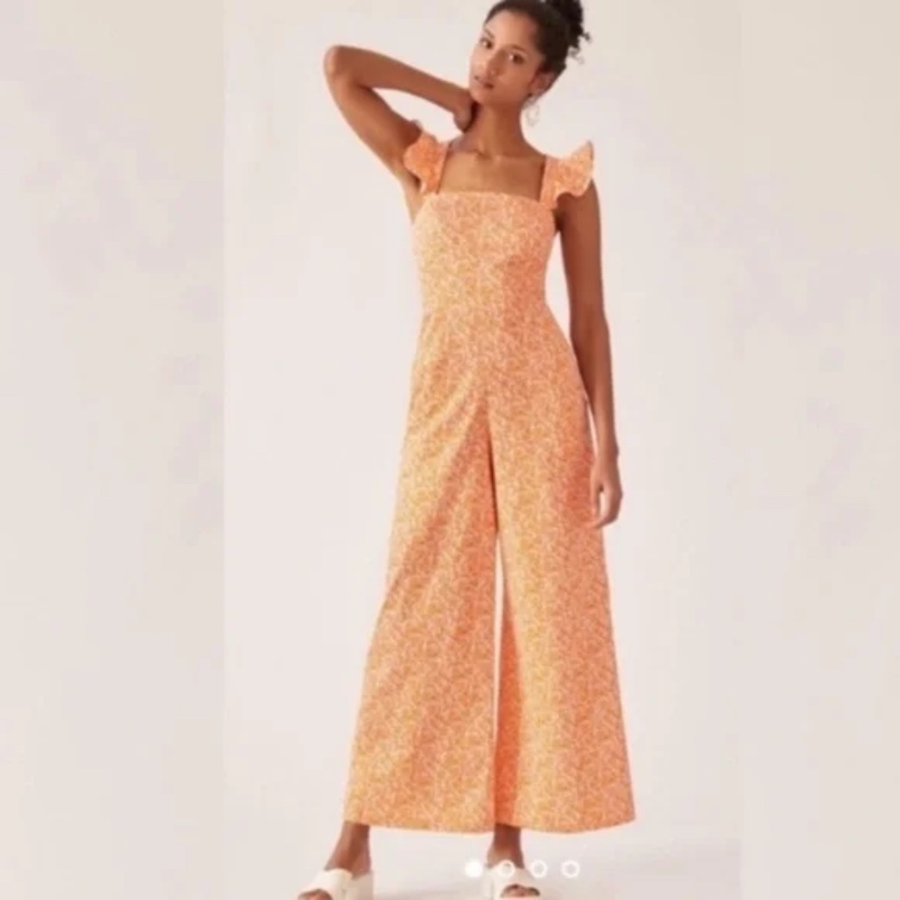 Anthropologie Hutch Jumpsuit Matchsticks  Ruffle Jumpsuit Medium Petite - Picture 2 of 9